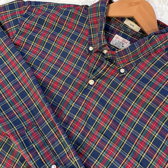 J. Crew Other - Classic J Crew Slim Fit Secret Wash Multicolor Plaid Men's Shirt | Size M